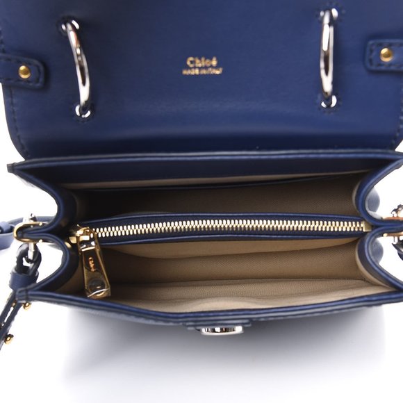 Chloe Medium Aby Lizard Embossed Calfskin Shoulder Bag In Captive Blue - Picture 15 of 17